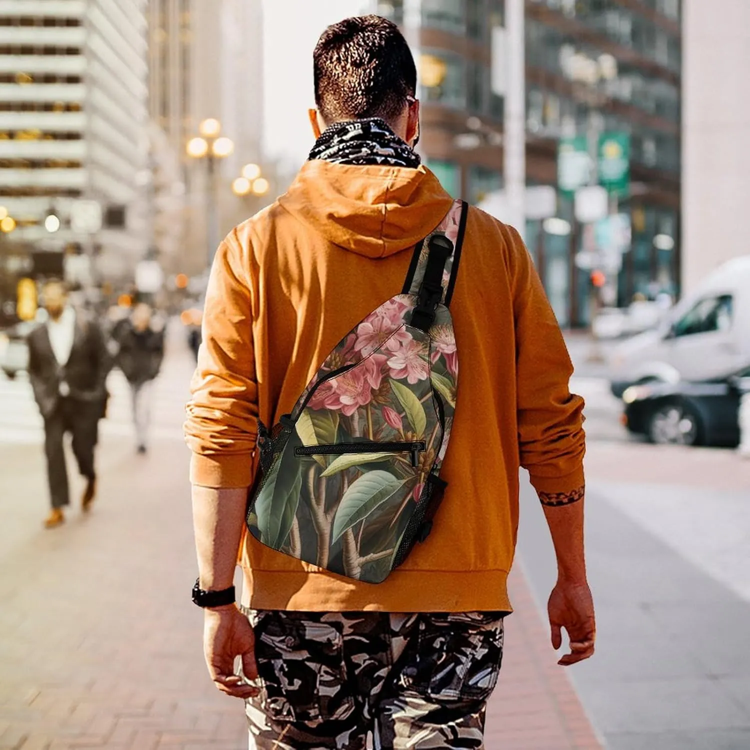Sling Bag for Women Men Chest Bag Flowering Shrub Daypack Fanny Pack Cross Body Bag for Traveling