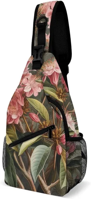 Sling Bag for Women Men Chest Bag Flowering Shrub Daypack Fanny Pack Cross Body Bag for Traveling