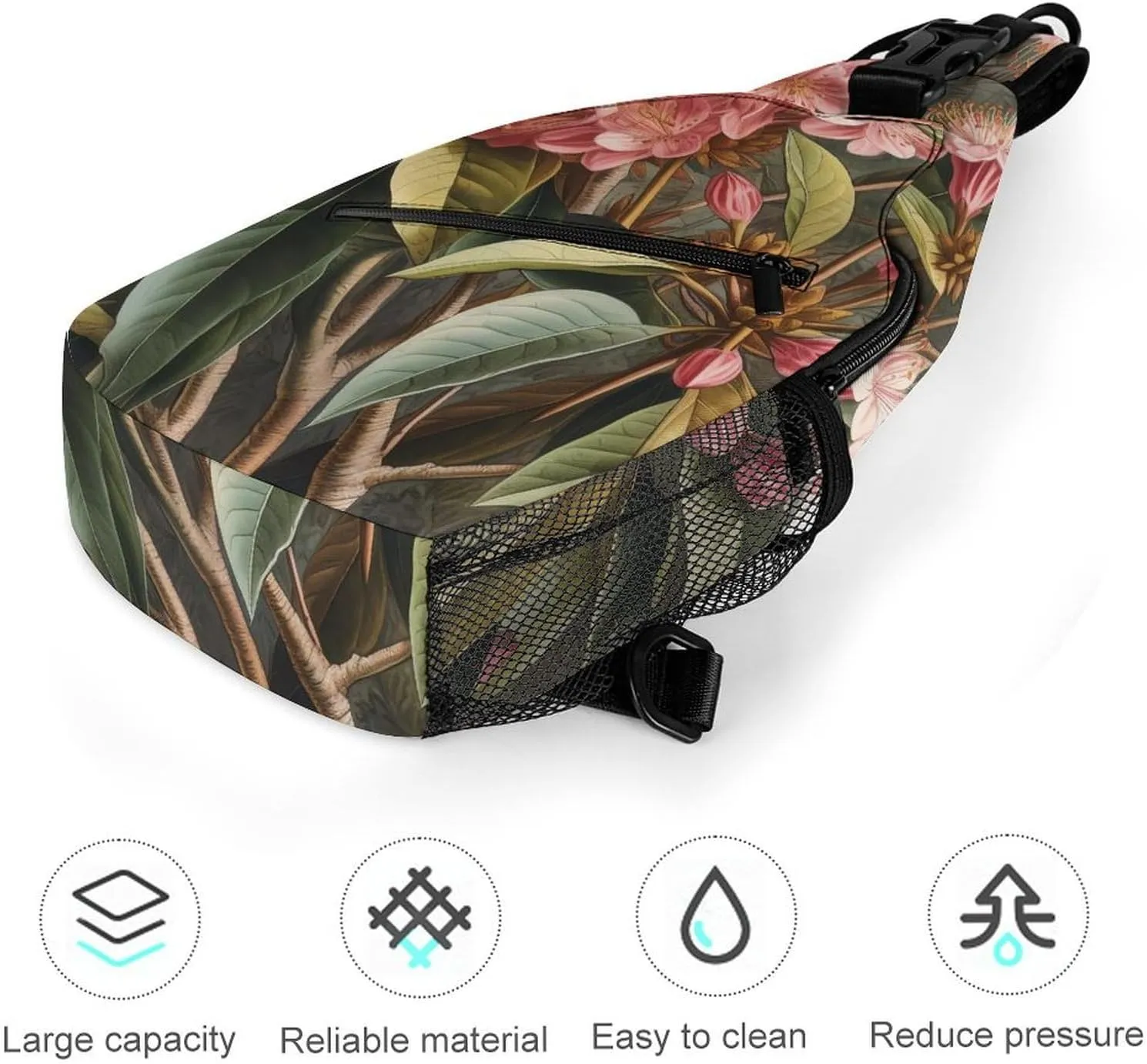 Sling Bag for Women Men Chest Bag Flowering Shrub Daypack Fanny Pack Cross Body Bag for Traveling
