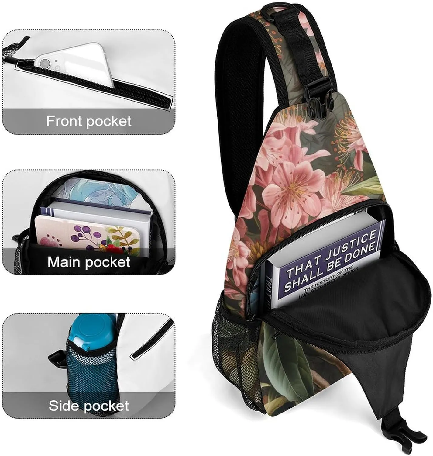 Sling Bag for Women Men Chest Bag Flowering Shrub Daypack Fanny Pack Cross Body Bag for Traveling