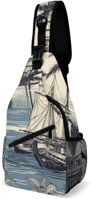 Sling Bag for Women Men Chest Bag Tree And Seaweed Daypack Fanny Pack Cross Body Bag for Traveling