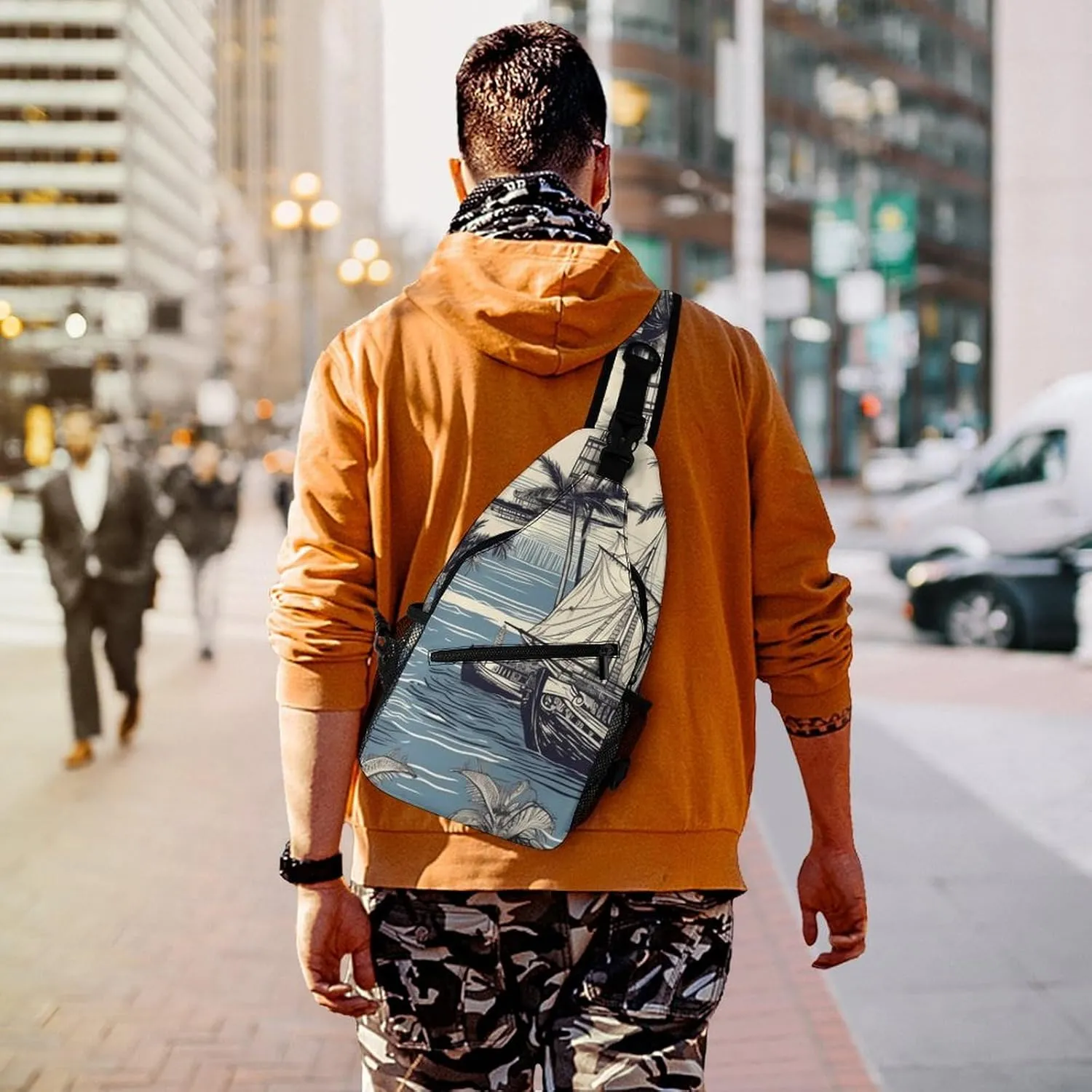 Sling Bag for Women Men Chest Bag Tree And Seaweed Daypack Fanny Pack Cross Body Bag for Traveling