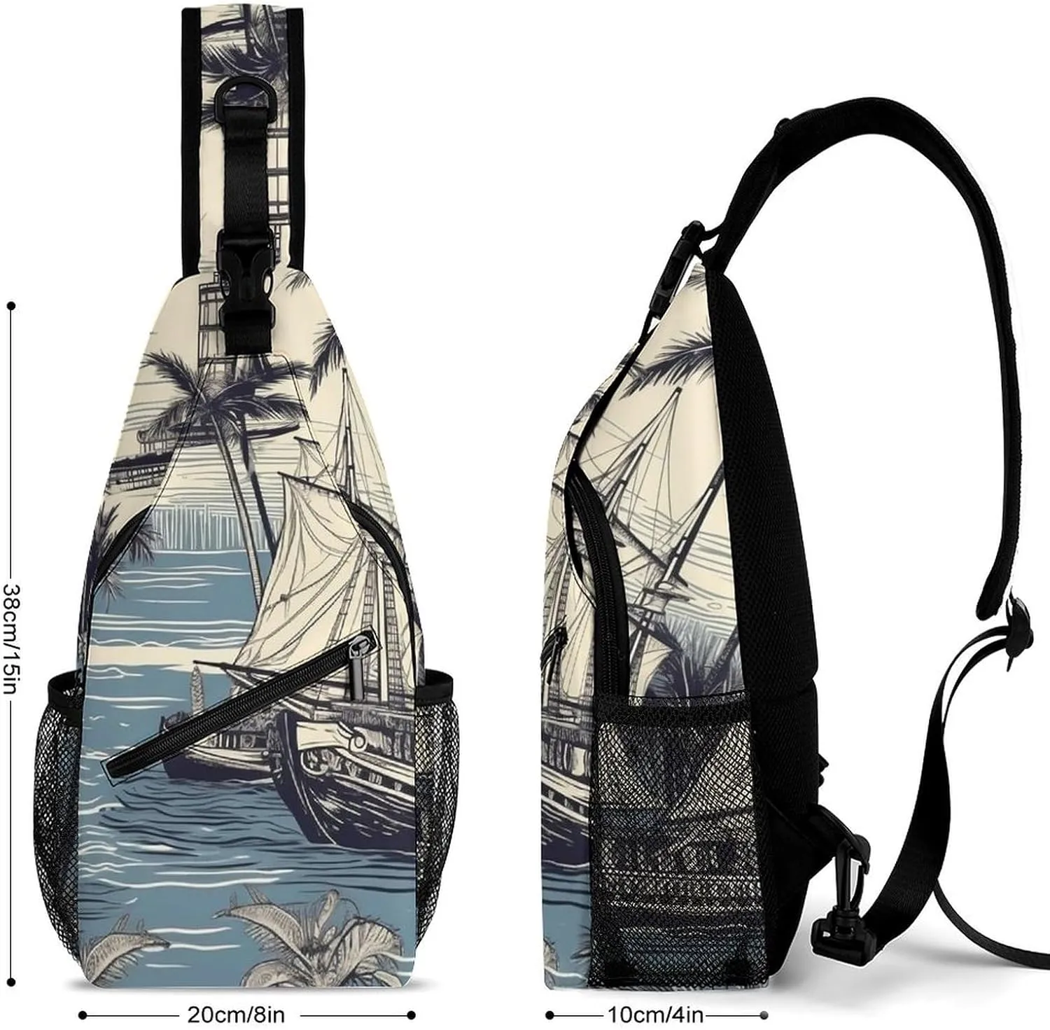 Sling Bag for Women Men Chest Bag Tree And Seaweed Daypack Fanny Pack Cross Body Bag for Traveling