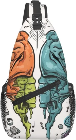 Sling Bag for Women Men Crossbody Bag Sling Backpack Left and right brain functions Chest Bag Fanny Packs Hiking Daypack