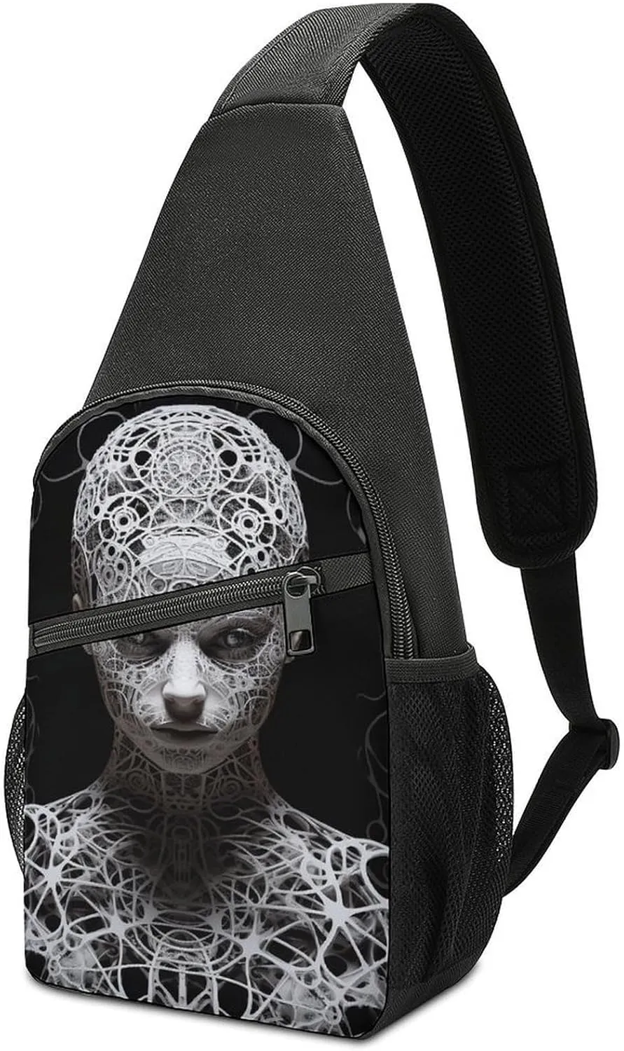 Sling Bag for Women Men Crossbody Bag Small Sling Backpack Spherical Sculpture Chest Bag Hiking Daypack