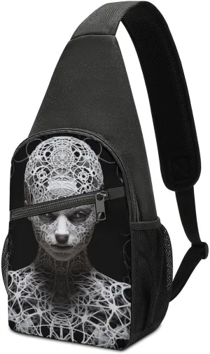 Sling Bag for Women Men Crossbody Bag Small Sling Backpack Spherical Sculpture Chest Bag Hiking Daypack