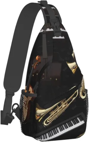 Sling Bag for Women Men Crossbody Shoulder Bag Musical Instruments Chest Bag Small Sling Backpack Daypack Fanny Packs