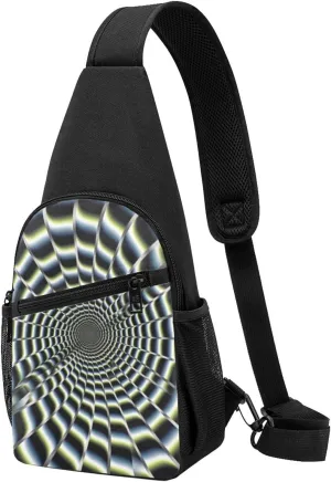 Sling Bag for Women Men Crossbody Shoulder Bag Spiral optical illusion gif Chest Bag Small Sling Backpack Daypack Fanny Packs