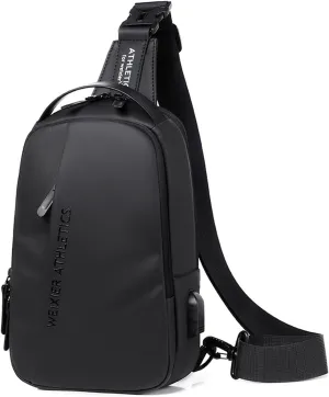 Sling Bag Sport Shoulder Bag with USB Charging Port