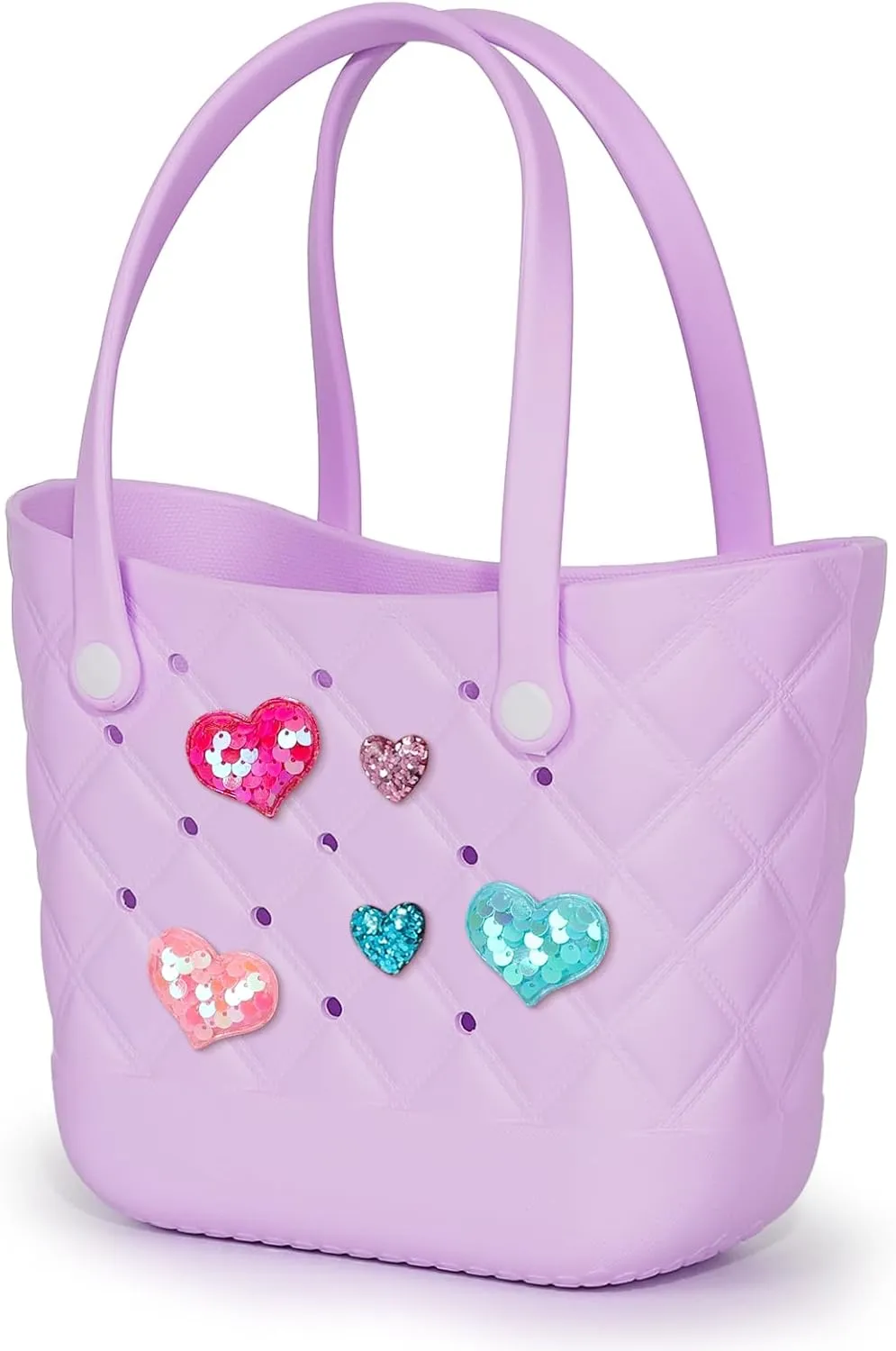 Small Rubber Tote Bag with 5 Charms Cute Beach Tote Small Rubber Bags for Women