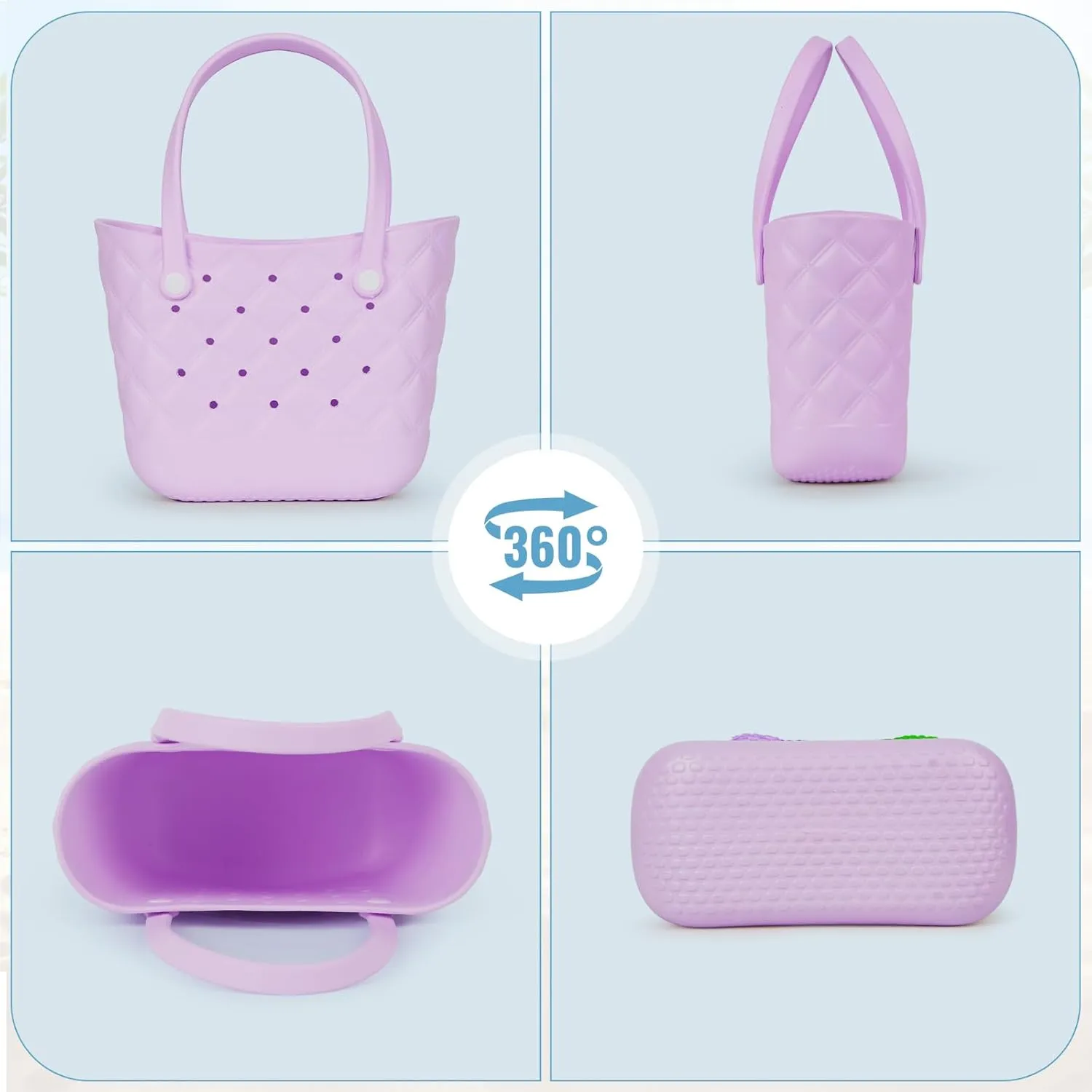Small Rubber Tote Bag with 5 Charms Cute Beach Tote Small Rubber Bags for Women