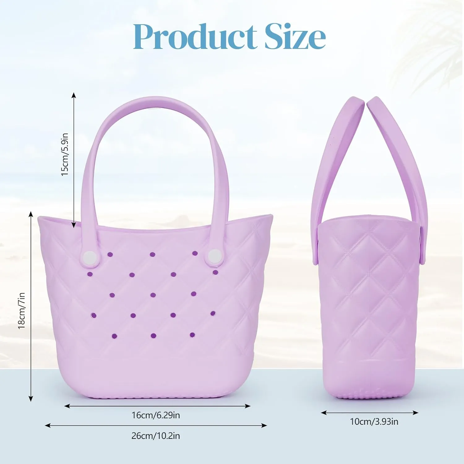 Small Rubber Tote Bag with 5 Charms Cute Beach Tote Small Rubber Bags for Women