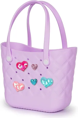 Small Rubber Tote Bag with 5 Charms Cute Beach Tote Small Rubber Bags for Women