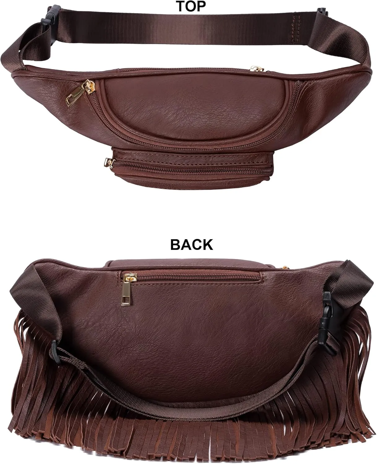 Solene Fringe Waist bag for women with Multi Zipper Pockets