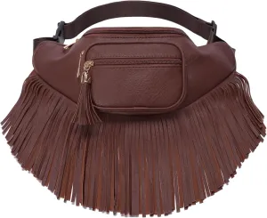Solene Fringe Waist bag for women with Multi Zipper Pockets