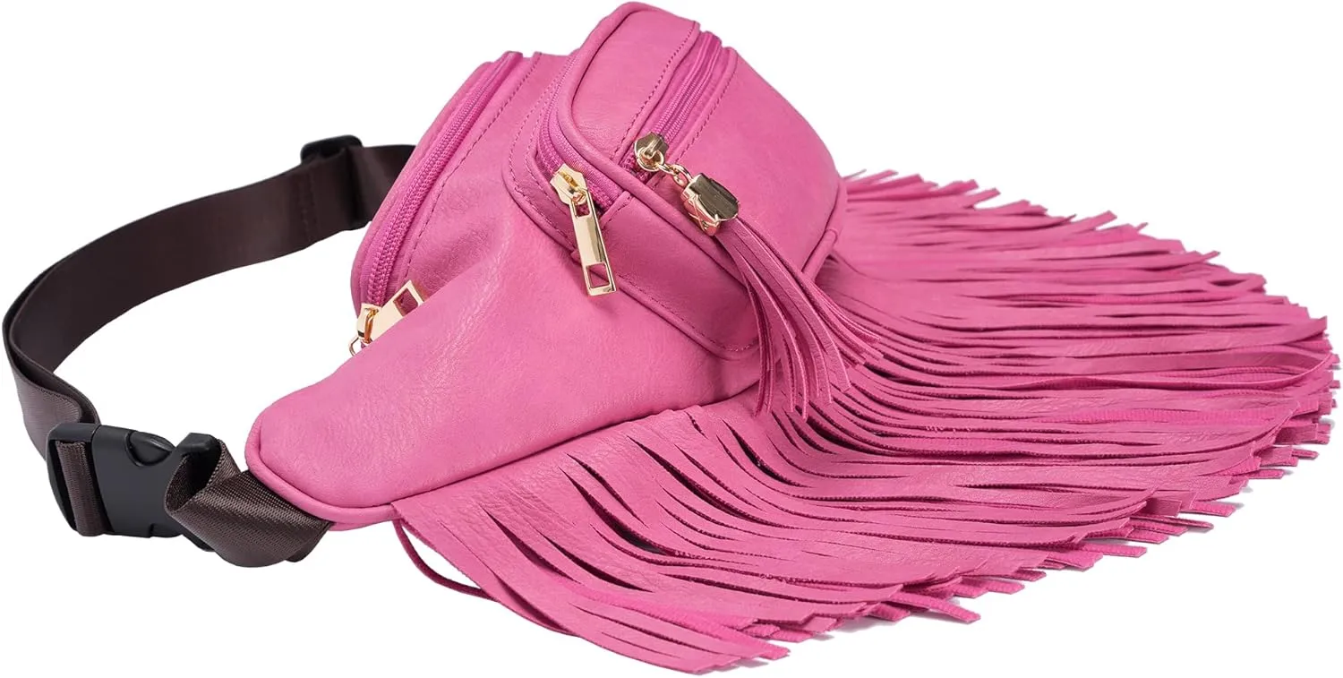 Solene Fringe Waist bag for women with Multi Zipper Pockets