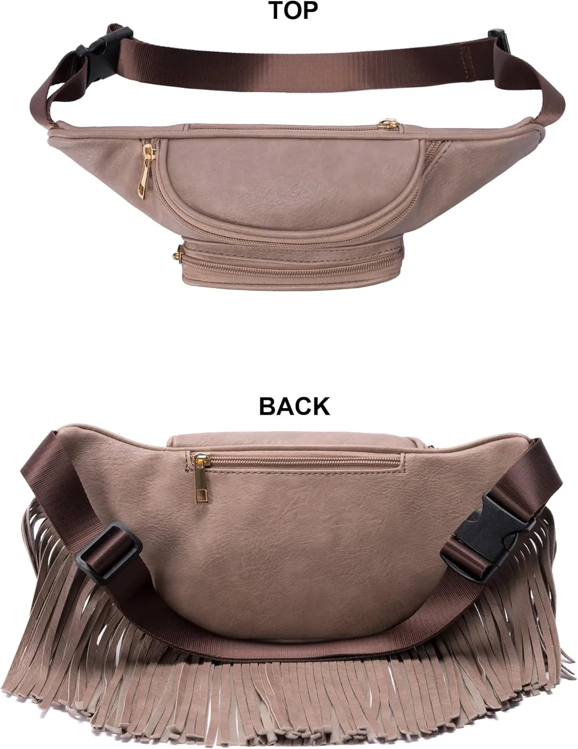 Solene Fringe Waist bag for women with Multi Zipper Pockets