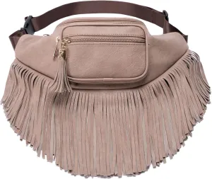 Solene Fringe Waist bag for women with Multi Zipper Pockets