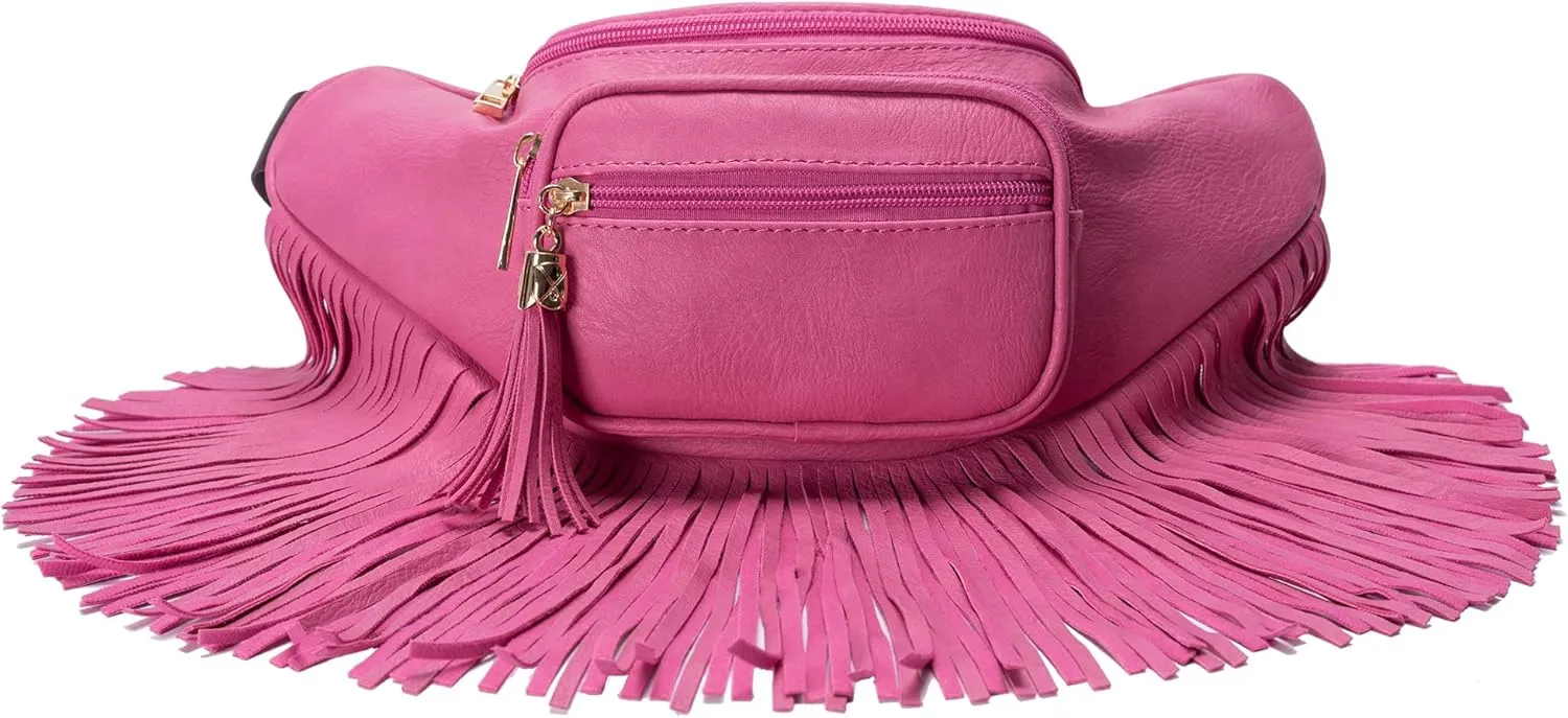Solene Fringe Waist bag for women with Multi Zipper Pockets