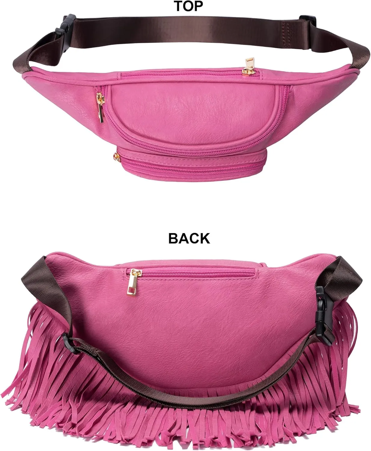 Solene Fringe Waist bag for women with Multi Zipper Pockets