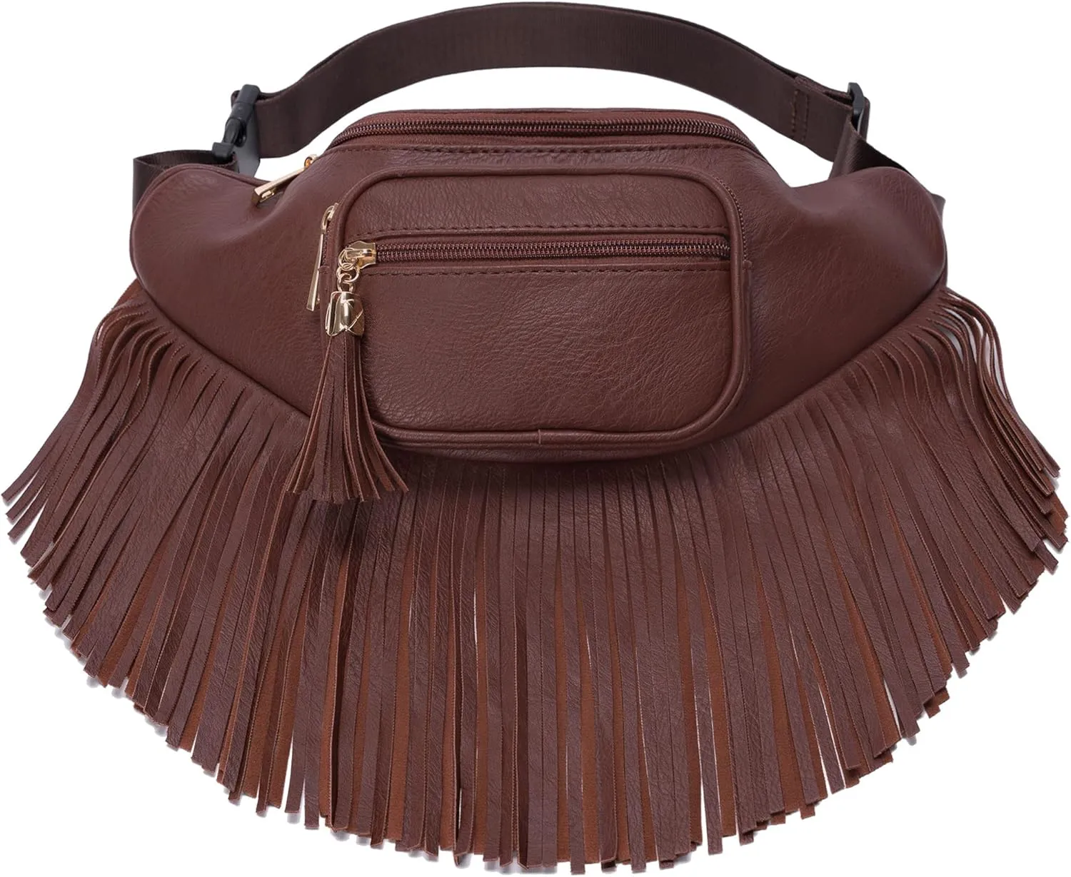 Solene Fringe Waist bag for women with Multi Zipper Pockets