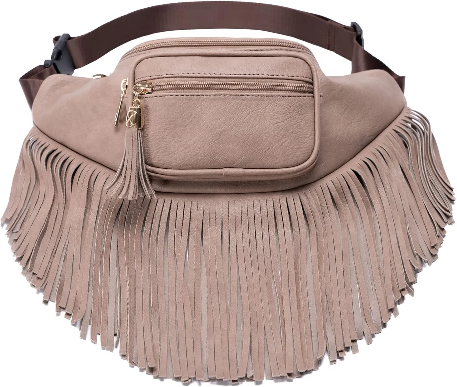 Solene Fringe Waist bag for women with Multi Zipper Pockets