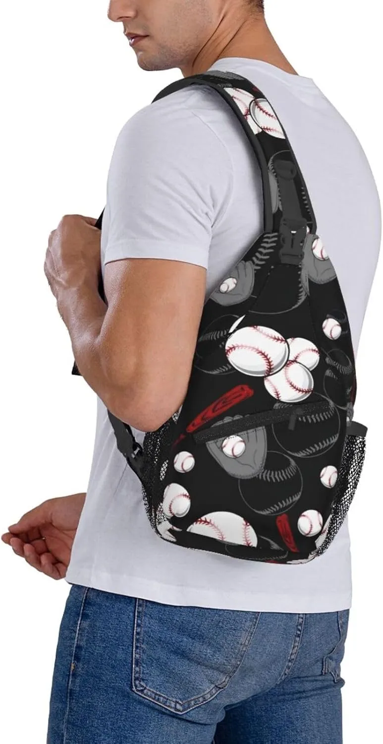 Sports Baseball Glove Bat Chest Bags Crossbody Sling Bag Shoulder Bag Travel Hiking Daypack For Men Women