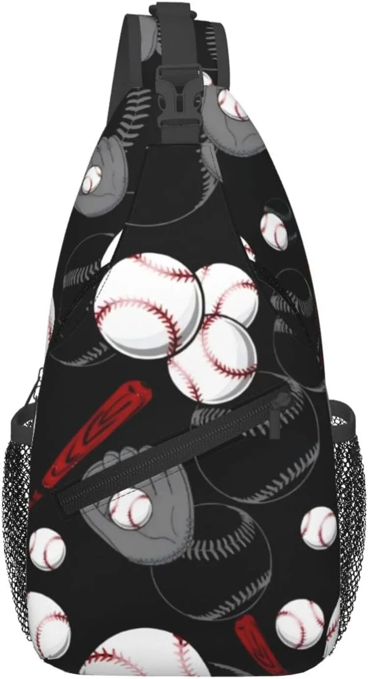 Sports Baseball Glove Bat Chest Bags Crossbody Sling Bag Shoulder Bag Travel Hiking Daypack For Men Women