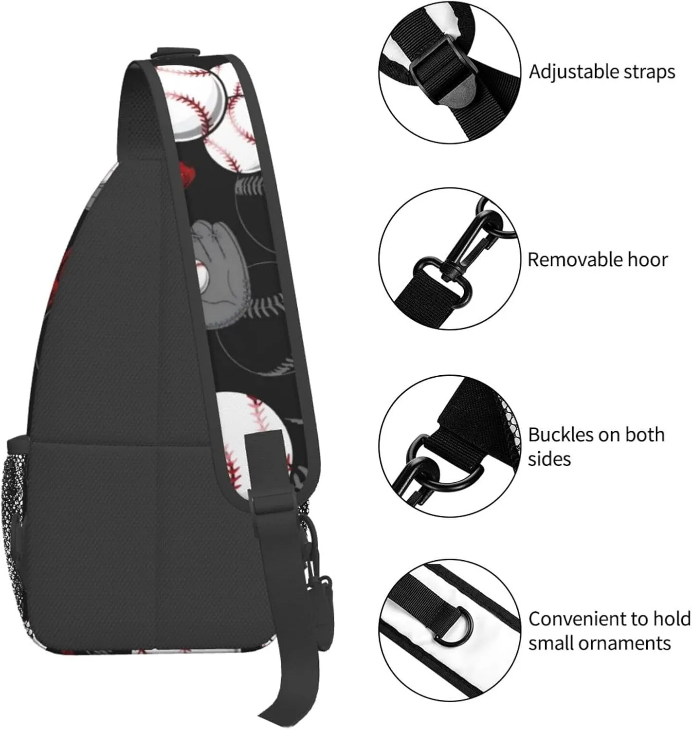 Sports Baseball Glove Bat Chest Bags Crossbody Sling Bag Shoulder Bag Travel Hiking Daypack For Men Women