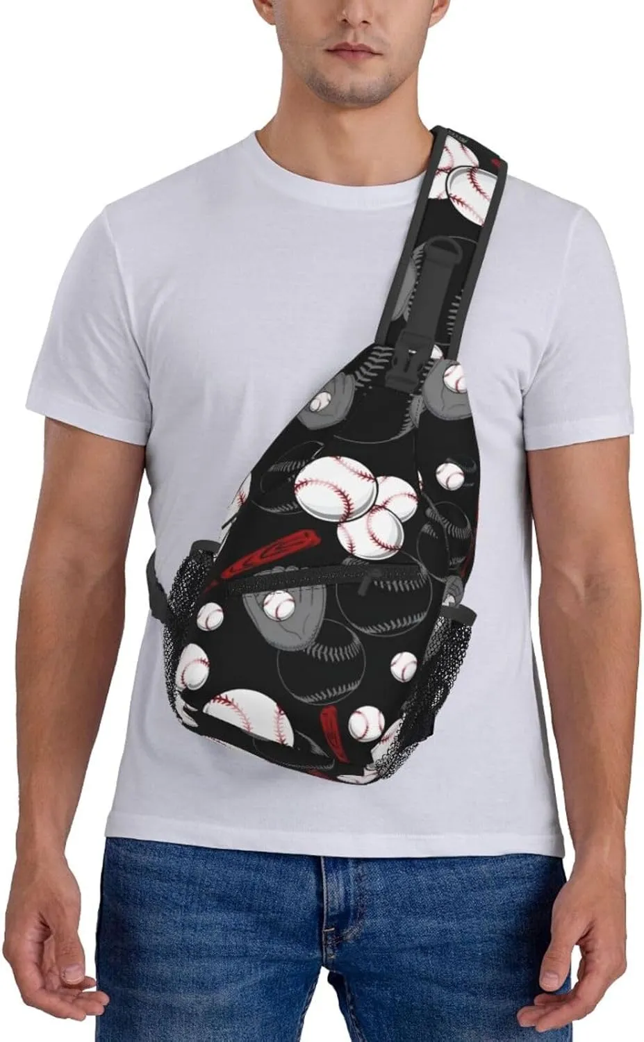 Sports Baseball Glove Bat Chest Bags Crossbody Sling Bag Shoulder Bag Travel Hiking Daypack For Men Women
