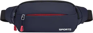 Sports Waist Pack Fanny Pack: Bumbag Beltbag Fannie Pack Waterresistant Adjustable 4-Zipper Pockets for Running Walking Hiking Traveling Biking Outdoor Man Woman Blue(Small)