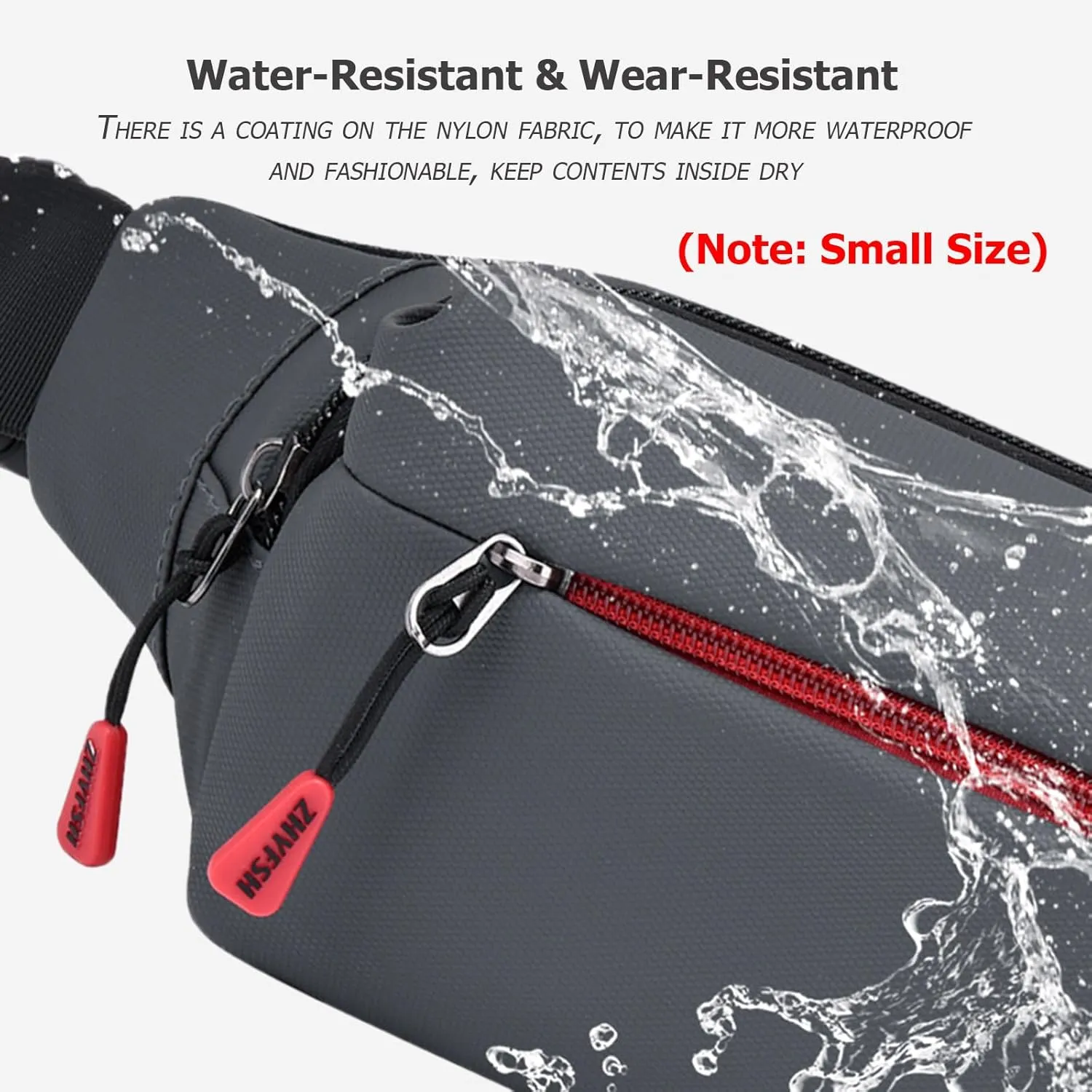 Sports Waist Pack Fanny Pack: Bumbag Beltbag Fannie Pack Waterresistant Adjustable 4-Zipper Pockets for Running Walking Hiking Traveling Biking Outdoor Man Woman Gray(Small)