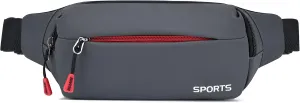 Sports Waist Pack Fanny Pack: Bumbag Beltbag Fannie Pack Waterresistant Adjustable 4-Zipper Pockets for Running Walking Hiking Traveling Biking Outdoor Man Woman Gray(Small)