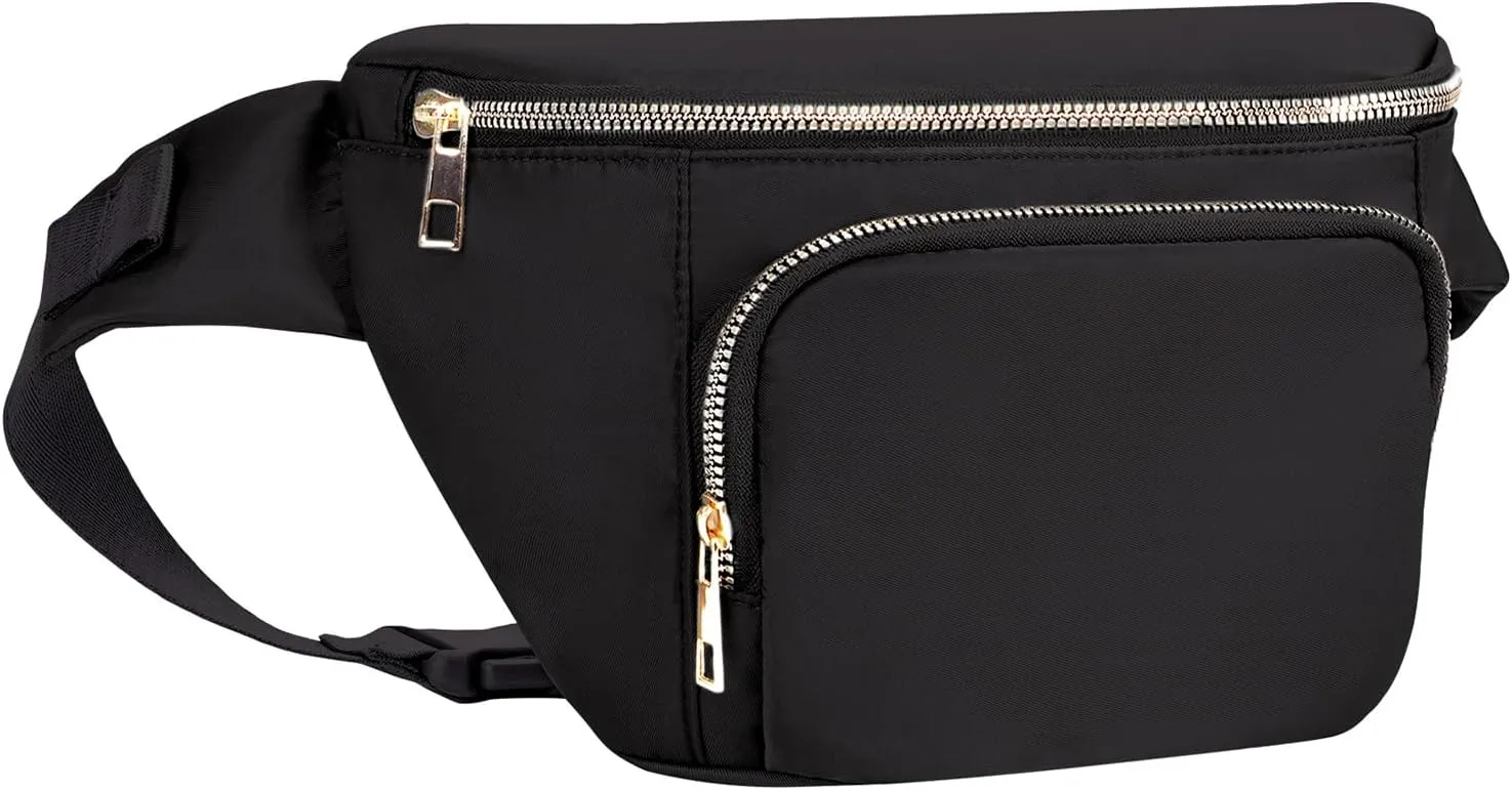 sportsnew Fanny Packs for Women,Large Waist Pack with Extra Extension Belt,Fashion Crossbody Belt Bags for Travel Walking Running Hiking Black