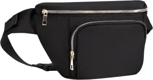 sportsnew Fanny Packs for Women,Large Waist Pack with Extra Extension Belt,Fashion Crossbody Belt Bags for Travel Walking Running Hiking Black