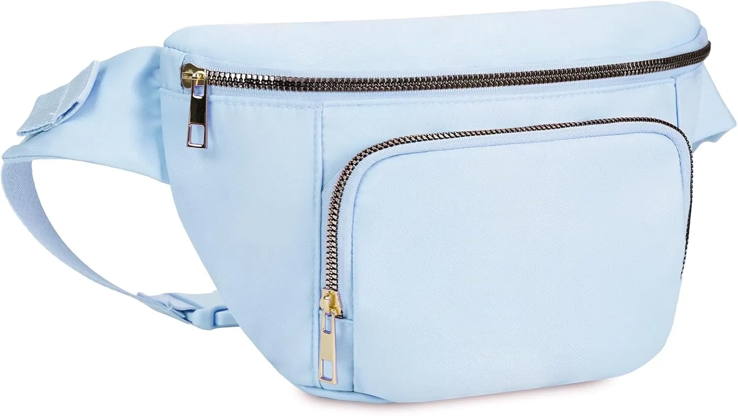 sportsnew Fanny Packs for Women,Large Waist Pack with Extra Extension Belt,Fashion Crossbody Belt Bags for Travel Walking Running Hiking, Light Blue, patent pending