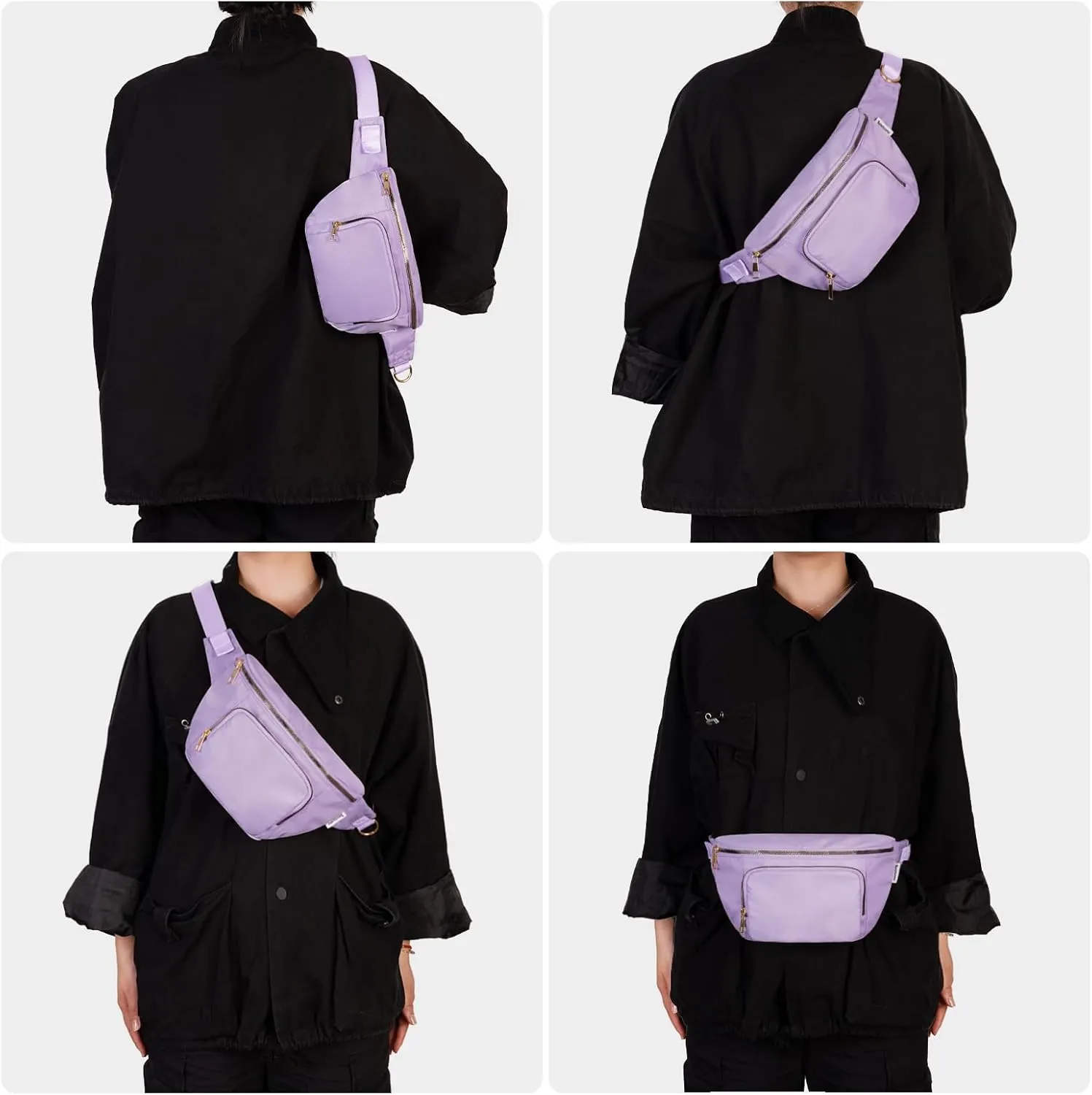 sportsnew Fanny Packs for Women,Large Waist Pack with Extra Extension Belt,Fashion Crossbody Belt Bags for Travel Walking Running Hiking, Purple, patent pending