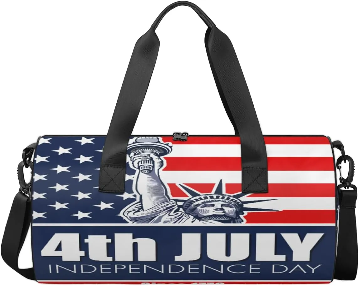 Statue Of Liberty New York Travel Duffel Bag 4th of July Independence Day Sports Gym Bag Men Women Sports Travel Luggage Bag 17.6”×9”×9 “ Duffel Bag Weekend Overnight Gym Bag Nvenient For Carrying
