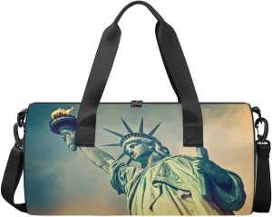 Statue Of Liberty New York Travel Duffel Bag American Theme Sports Gym Bag Men Women Sports Travel Luggage Bag 17.6”×9”×9 “ Duffel Bag Weekend Overnight Gym Bag Nvenient For Carrying