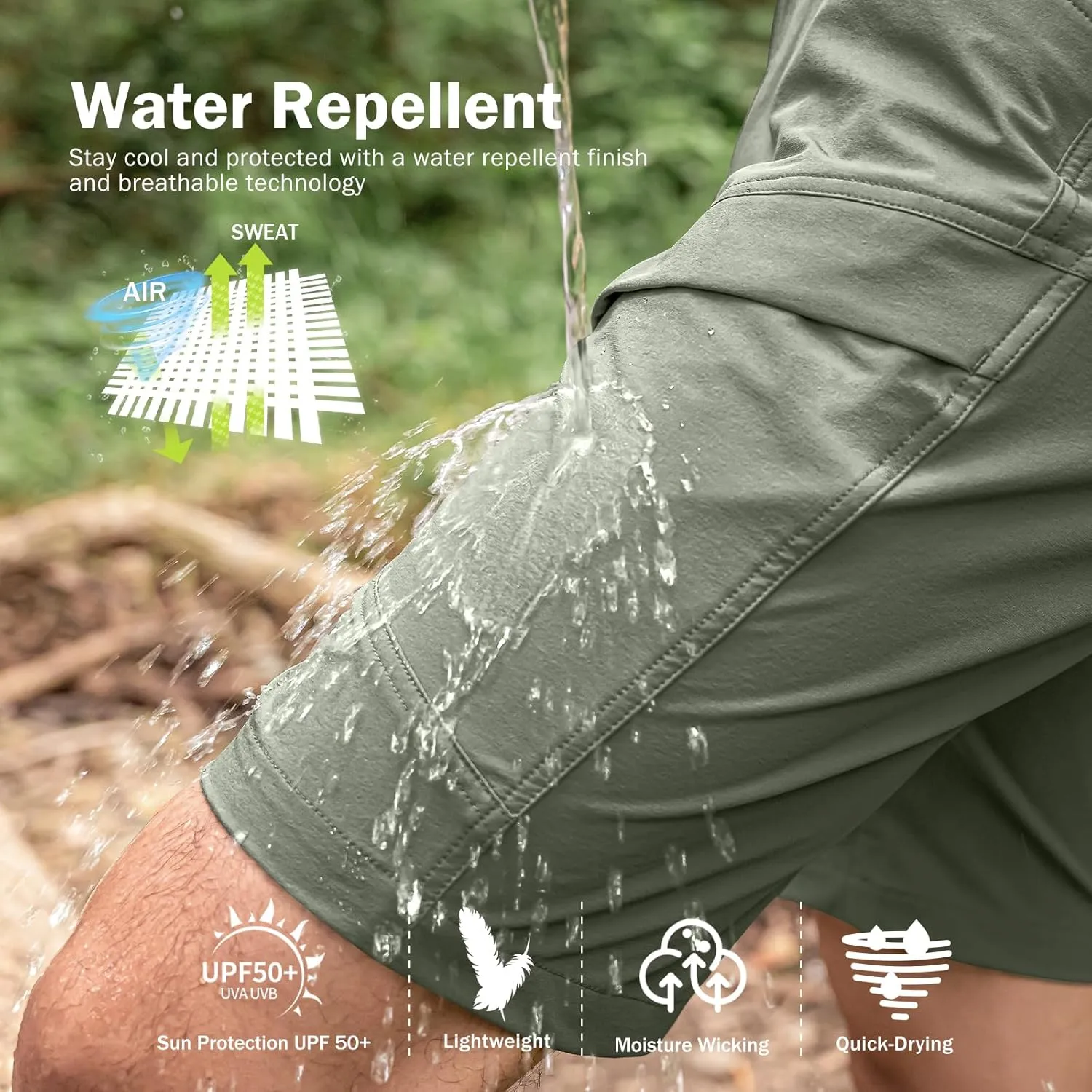 Stlight Men's Hiking Cargo Shorts Quick Dry Lightweight Tactical Shorts with Multi Pocket for Camping Fishing Golf
