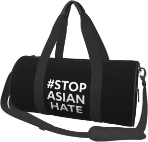 Stop Asian Hate Luggage Bags Round Large Capacity Foldable Duffel Bag
