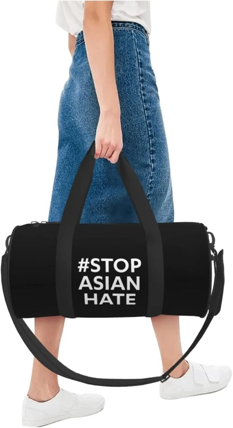 Stop Asian Hate Luggage Bags Round Large Capacity Foldable Duffel Bag