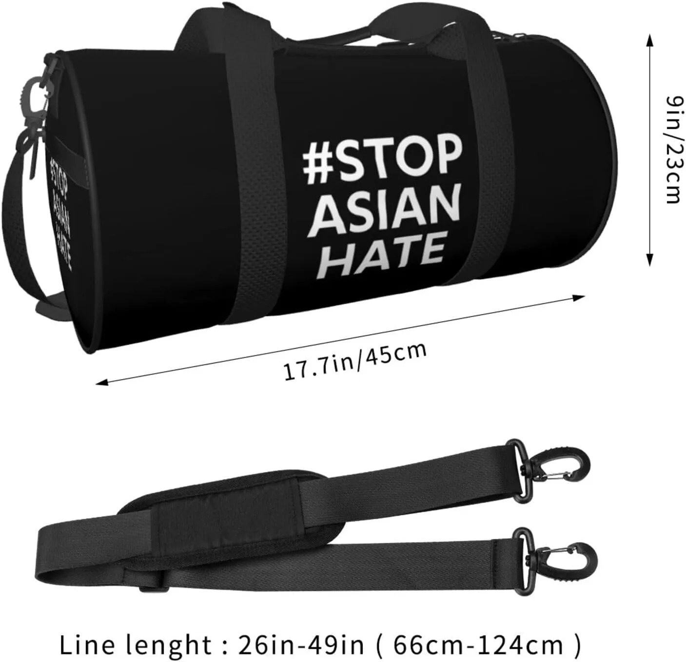 Stop Asian Hate Luggage Bags Round Large Capacity Foldable Duffel Bag