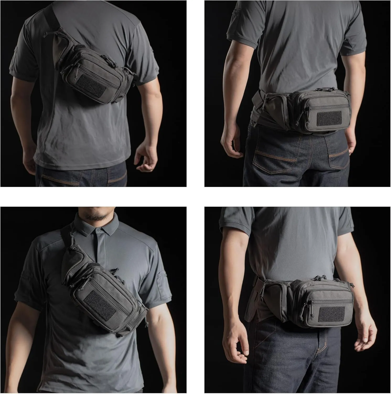Tactical Fanny Pack CCW Gun Waist Bag for Men and Women with Pistol Holster, Low Profile Concealed Carry Everyday Hip Pack for Hiking Travel Outdoor Running Hunting, Dark Grey