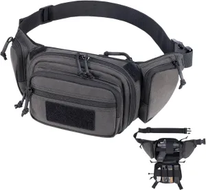 Tactical Fanny Pack CCW Gun Waist Bag for Men and Women with Pistol Holster, Low Profile Concealed Carry Everyday Hip Pack for Hiking Travel Outdoor Running Hunting, Dark Grey