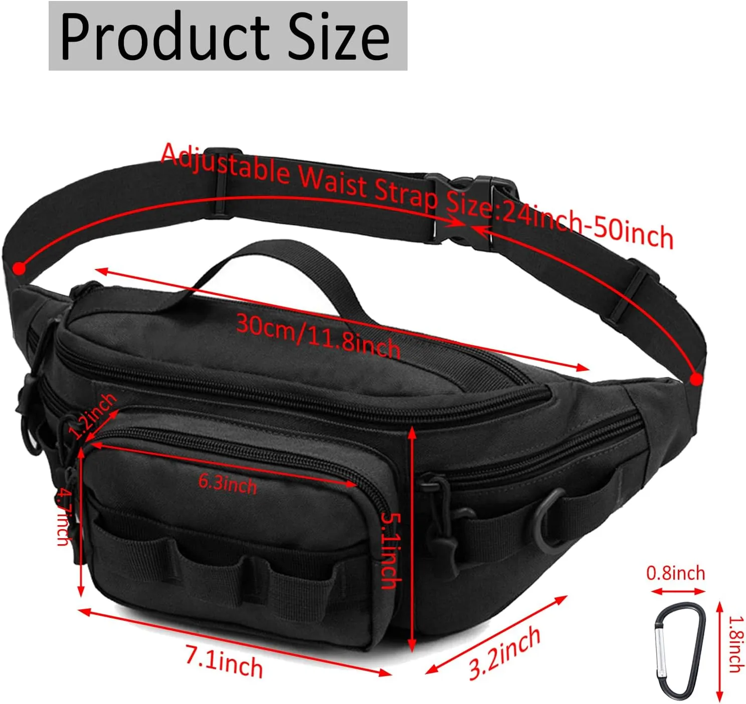 Tactical Fanny Pack,Small Fishing Tackle Bag Water-Resistant Military Waist Bags Portable Fishing Storage Waist Packs for Outdoor Fly Fishing Hiking Climbing with 2 PCS Mini Carabiners (Tan)