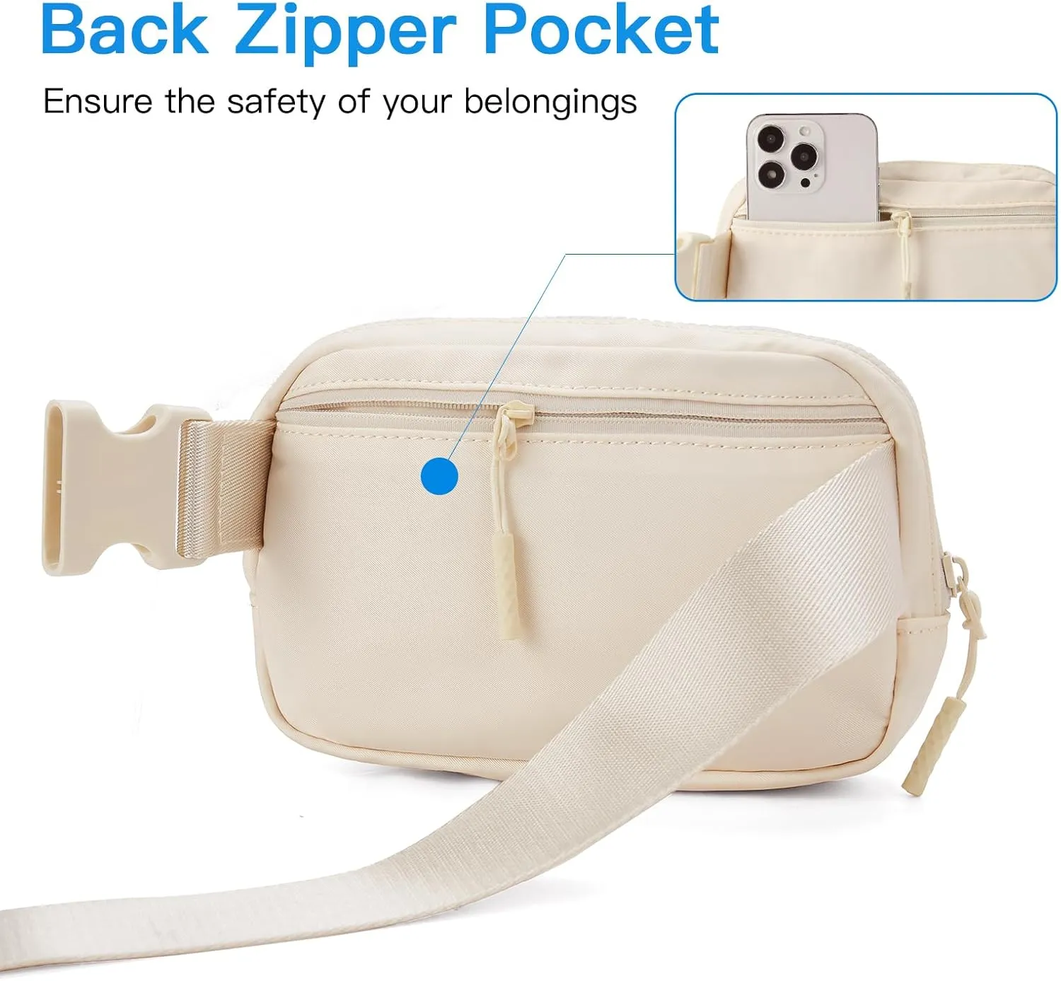 Telena Belt Bag for Women Men Fashionable Crossbody Fanny Pack for Women Waist Bag with Adjustable Strap Beige-Quilted