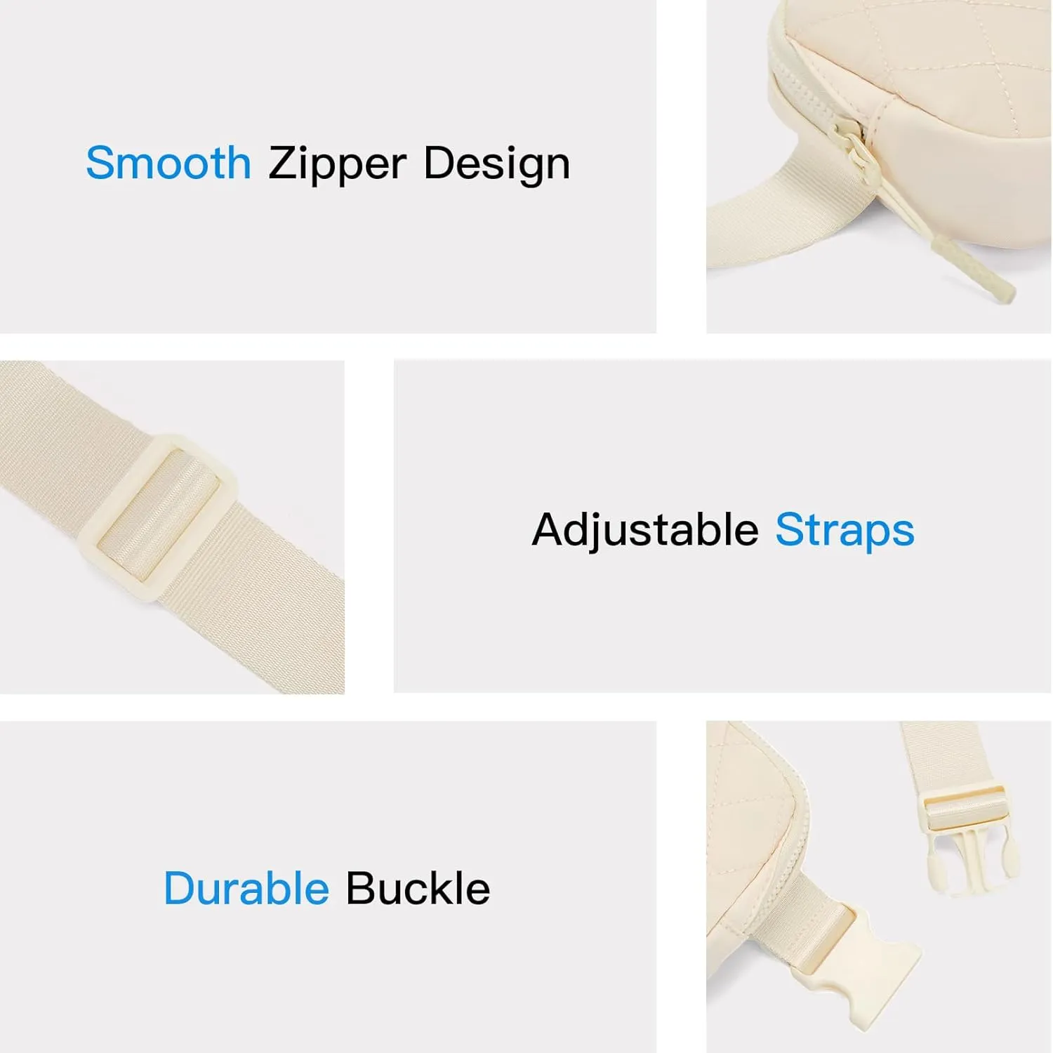 Telena Belt Bag for Women Men Fashionable Crossbody Fanny Pack for Women Waist Bag with Adjustable Strap Beige-Quilted