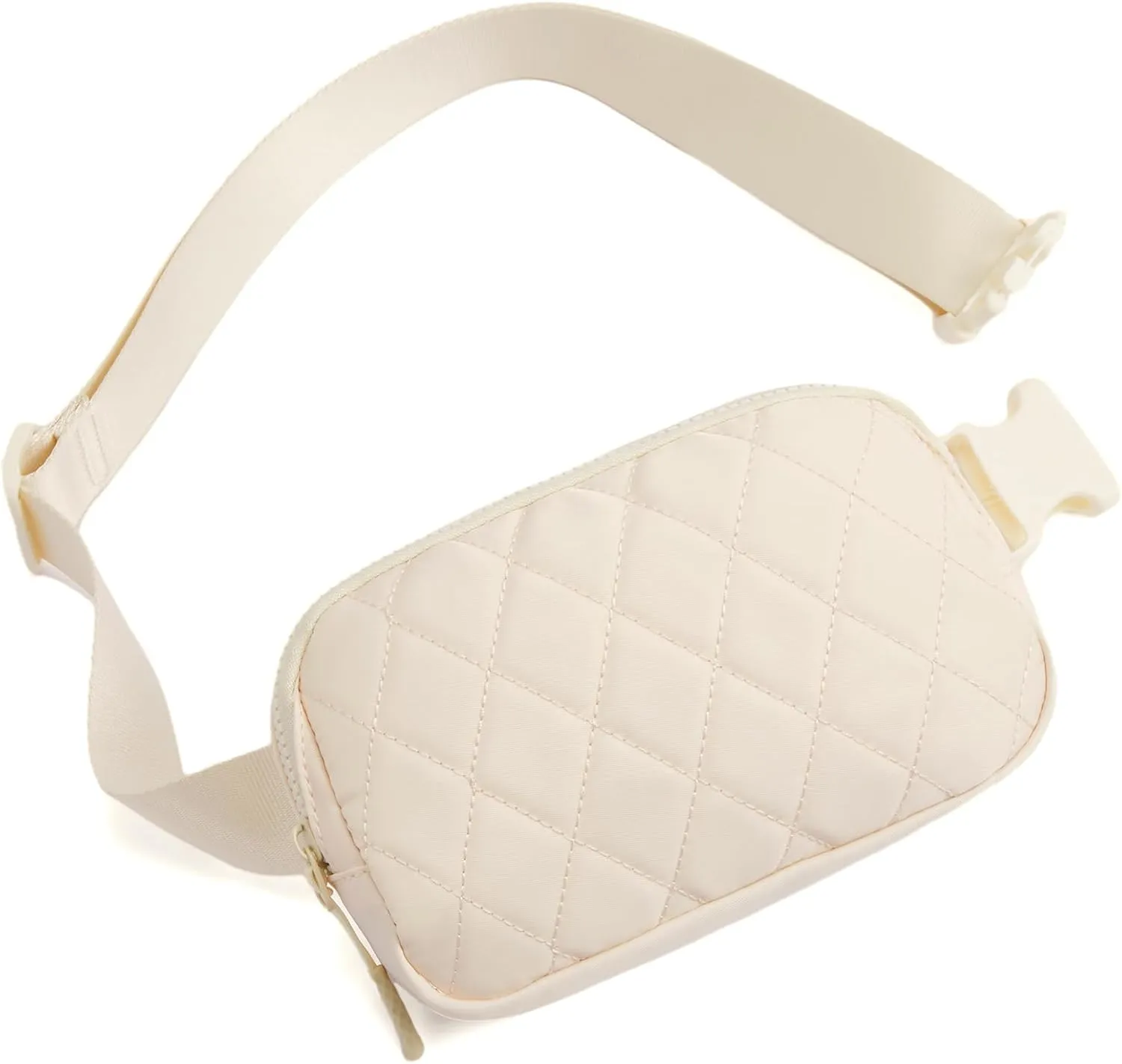 Telena Belt Bag for Women Men Fashionable Crossbody Fanny Pack for Women Waist Bag with Adjustable Strap Beige-Quilted