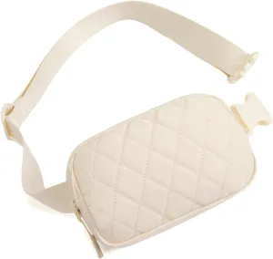 Telena Belt Bag for Women Men Fashionable Crossbody Fanny Pack for Women Waist Bag with Adjustable Strap Beige-Quilted